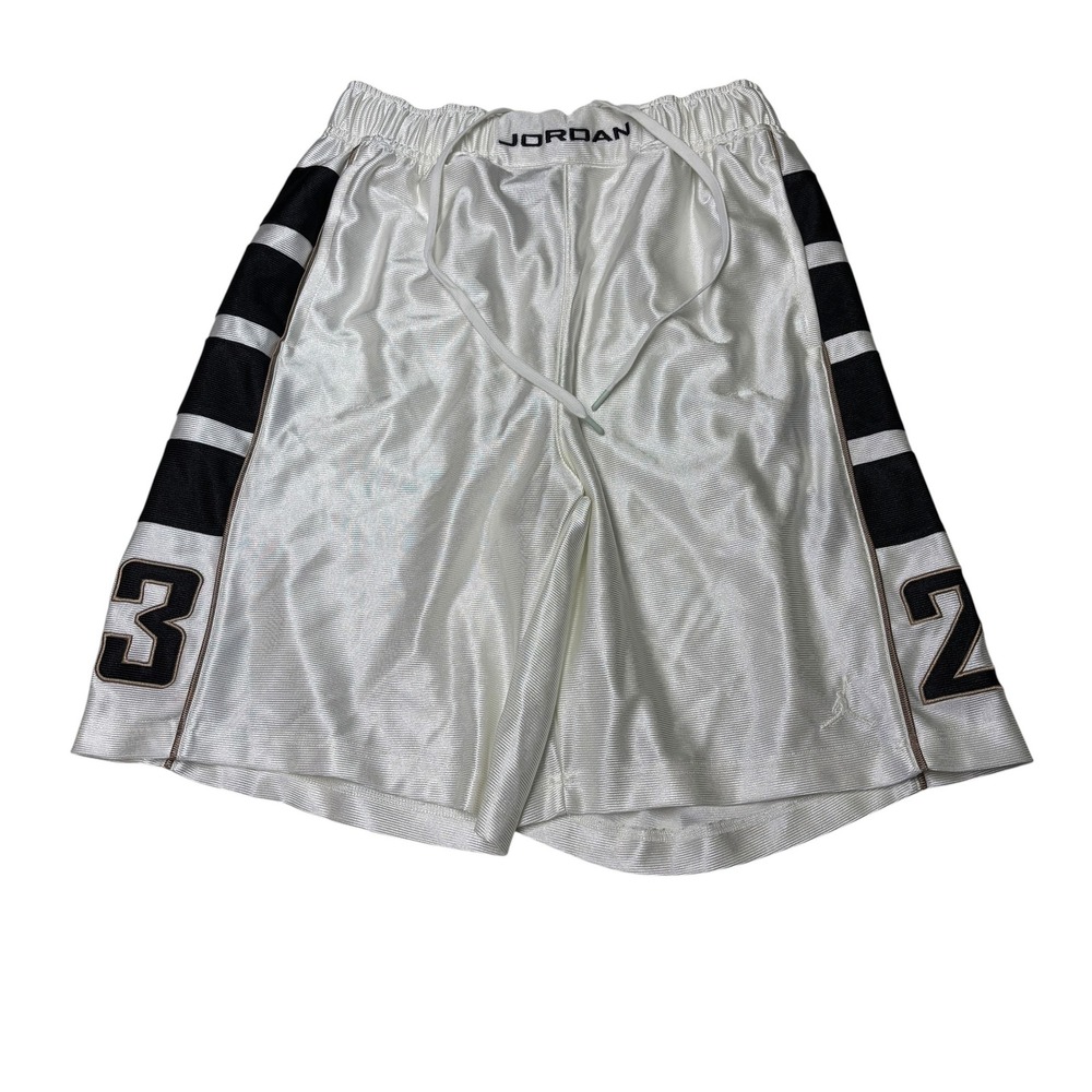 Jordan Mens White Black Number 23 Basketball Dazzle Shorts Mens Small W26 L9